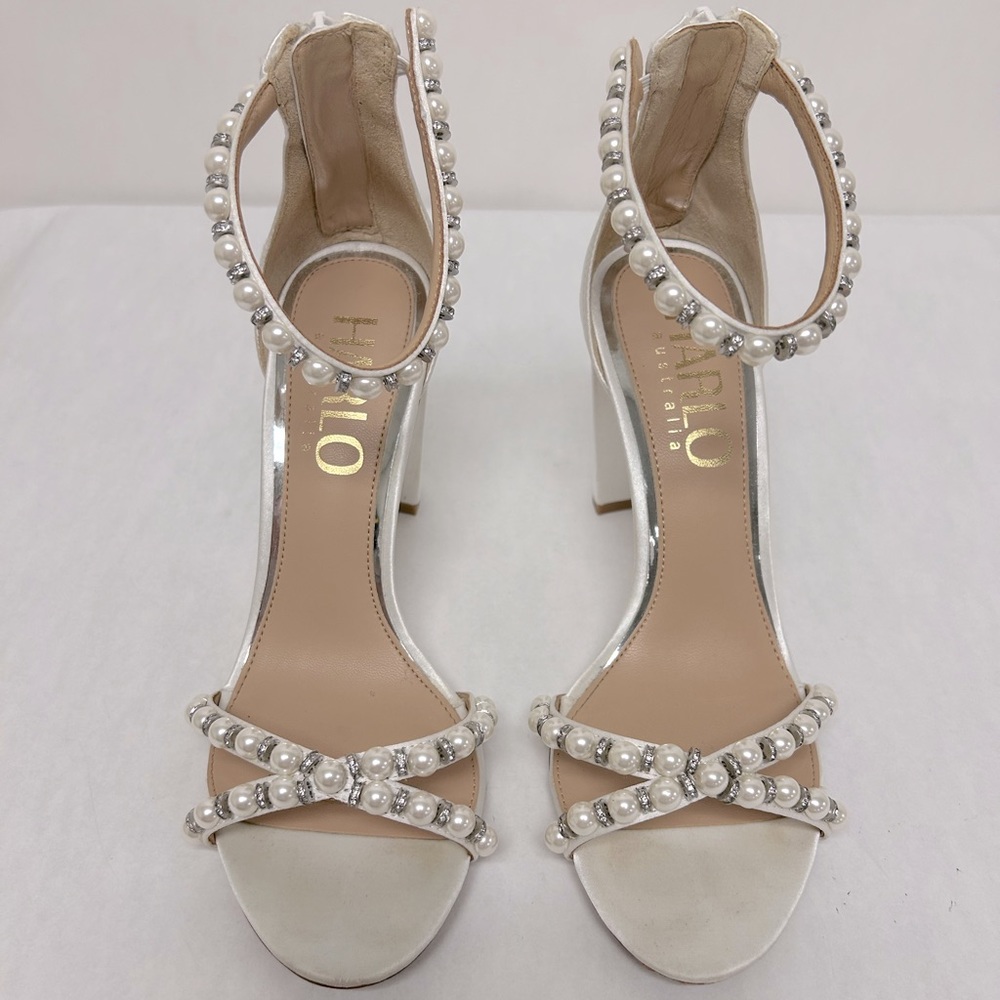 Harlo Australia - Alexandra - White Pearl Bridal Block Heel